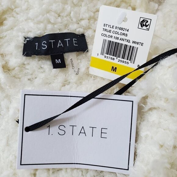 1.STATE Mock-Neck Poodle-Textured Sweater size Medium in Antique White- NEW - Picture 12 of 13